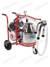 SEZER Ordeñadora de 1 punto PLS-1 c/bomba de vacío x 4P c/1 recipiente de acero inoxidable 30L